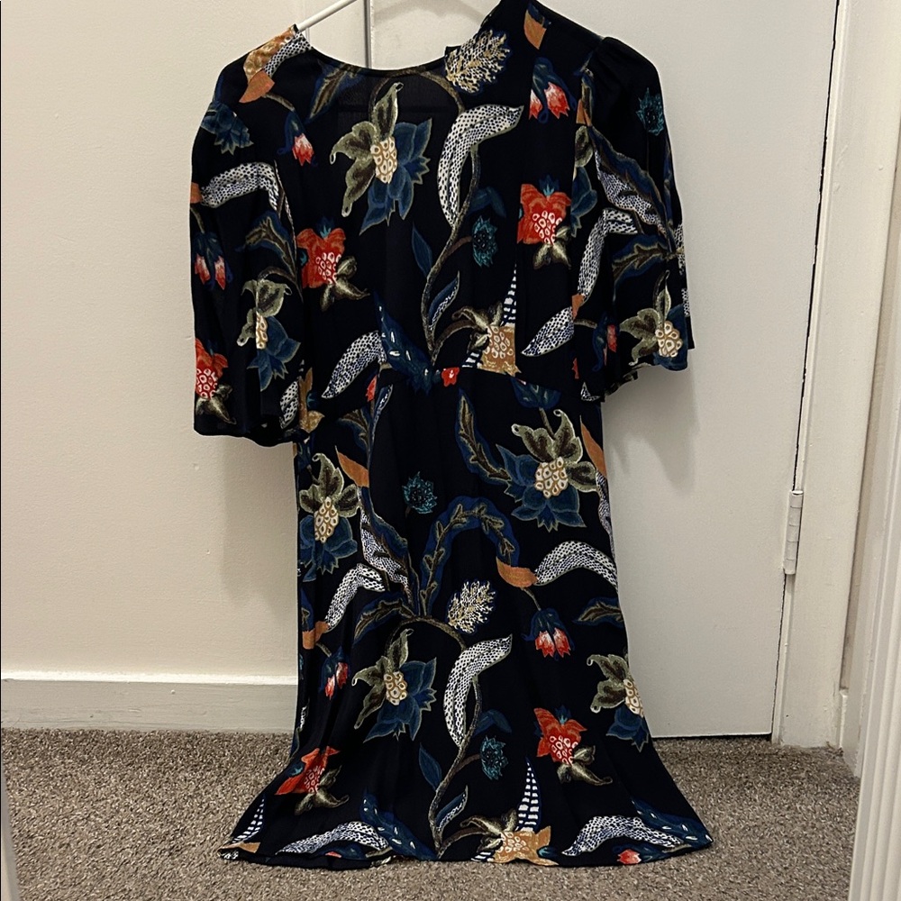 Maje Black Dress with Multicolor Floral Design